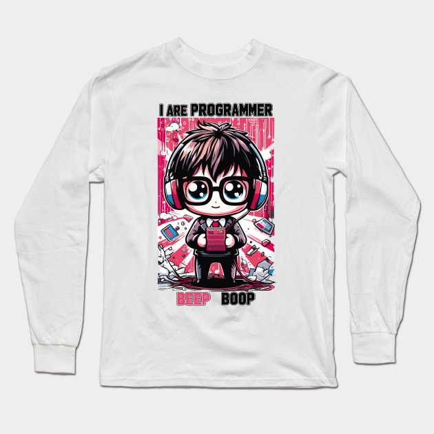 I Are Programmer Beep Boop Long Sleeve T-Shirt by Cutetopia